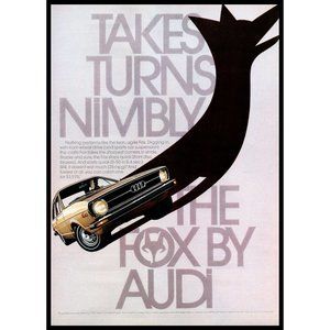 1974 Audi Fox 2 Door Classic Car Vintage Print Ad Shadow Silhouette Wall Art